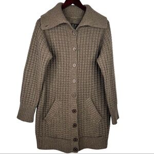 UGG Australia Brown Wool Cashmere Blend Cable Knit Button Down Sweater L